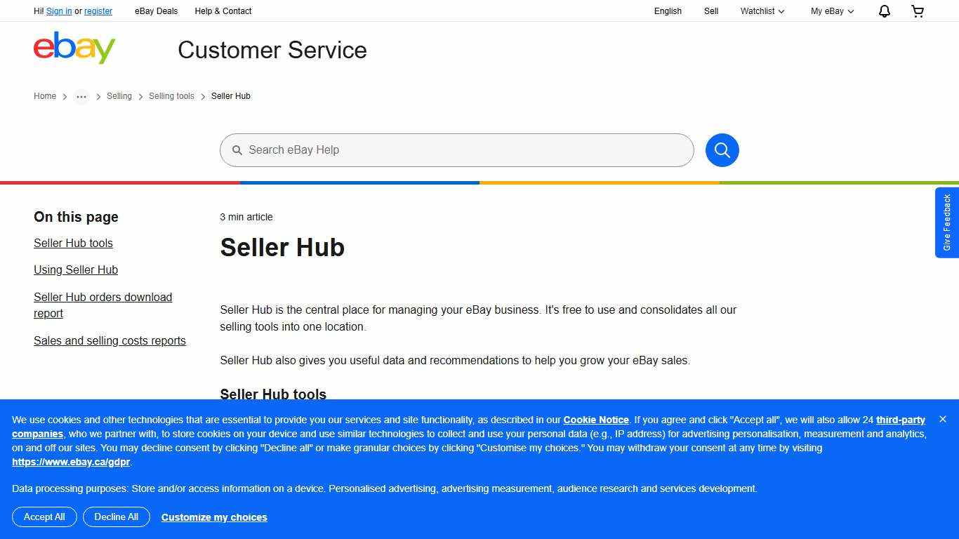 Seller Hub eBay