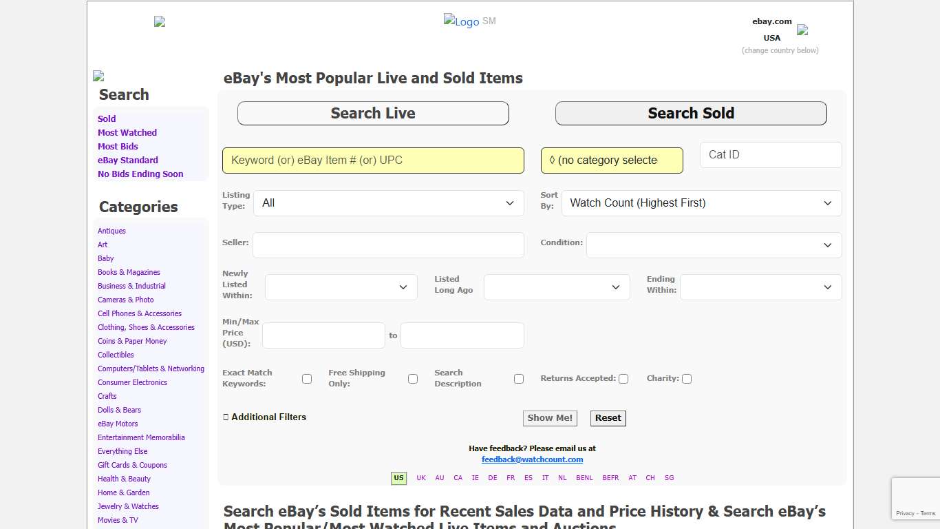 eBay's Sold Item Prices & Most Popular Live Listings - WatchCount.com