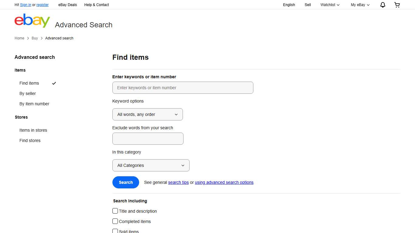 Advanced Search eBay