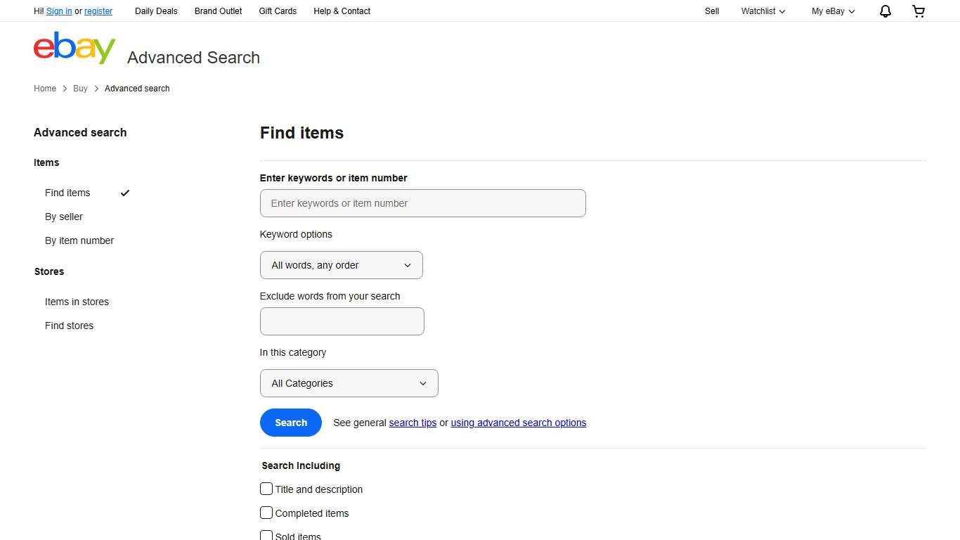 Advanced Search eBay